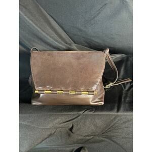 🤎 Vintage Karam Handbags Inc Brown Leather Purse Gold Metal Accent Shoulder Bag